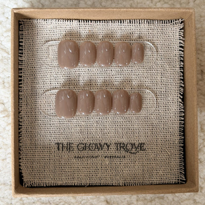 Taupe Nude press-on nails - Short Squoval
